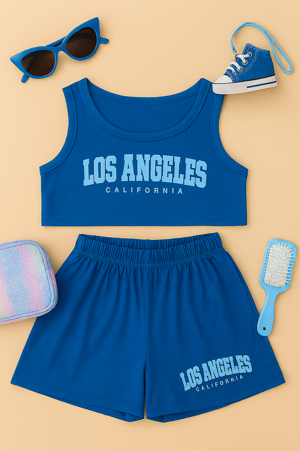 Blue LA shorts Set