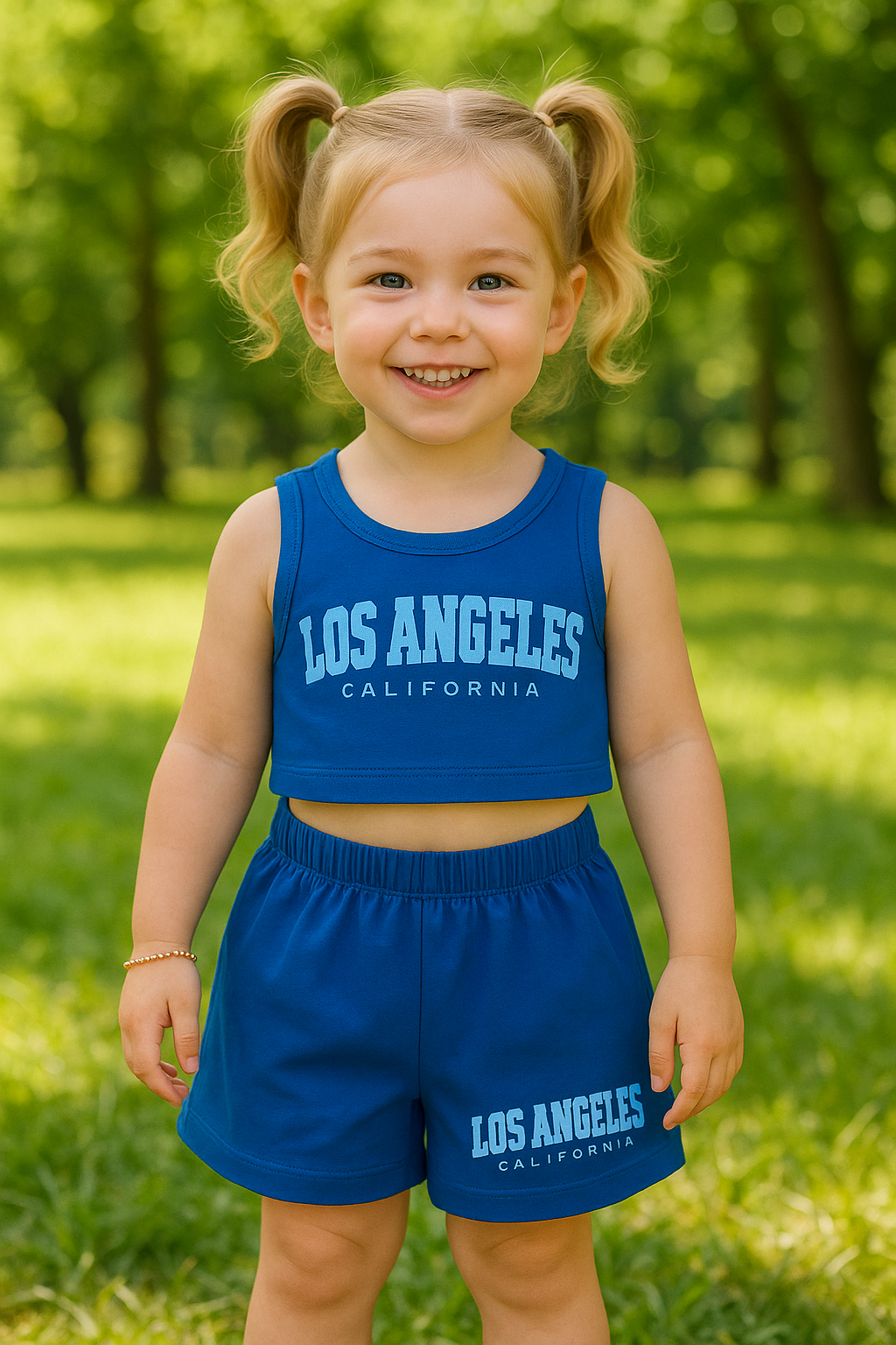 Blue LA shorts Set