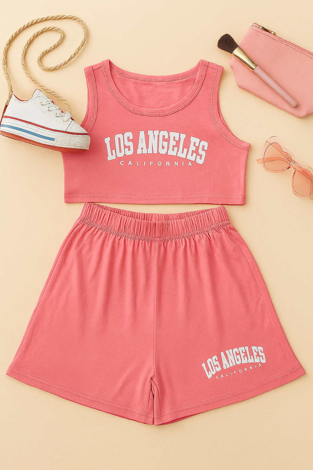 Pink LA shorts Set