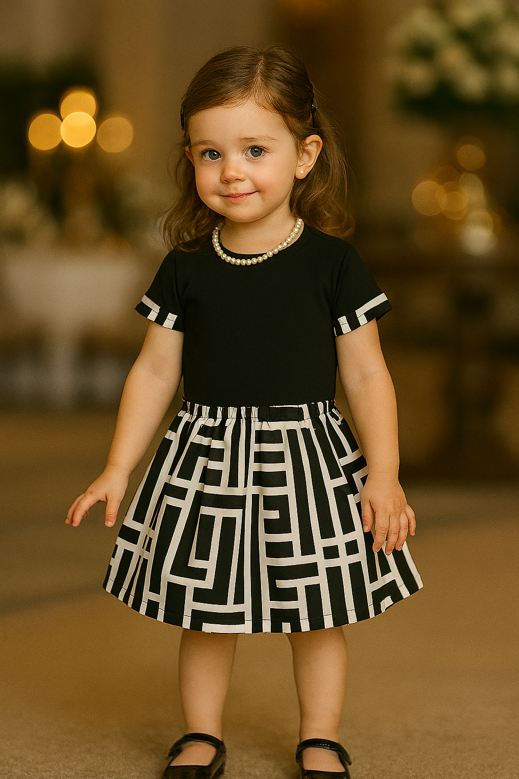 Black and white skirt set