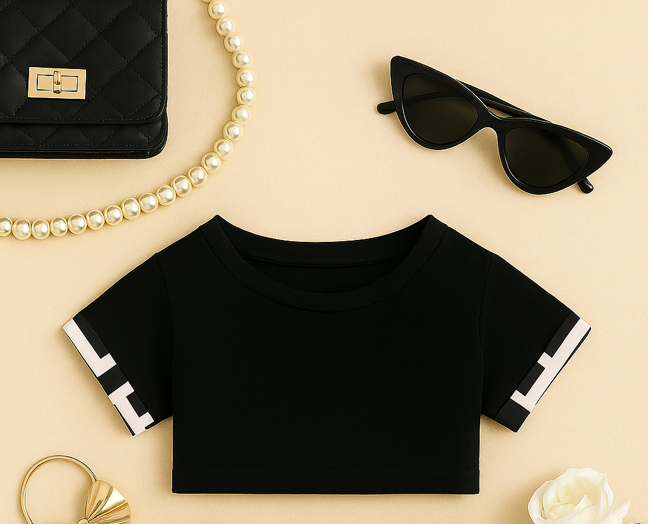 Black and white skirt set