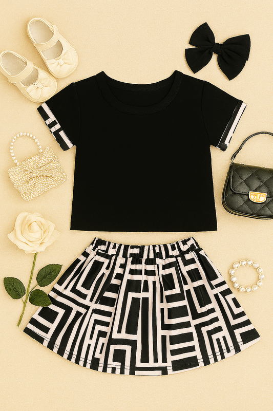 Black and white skirt set