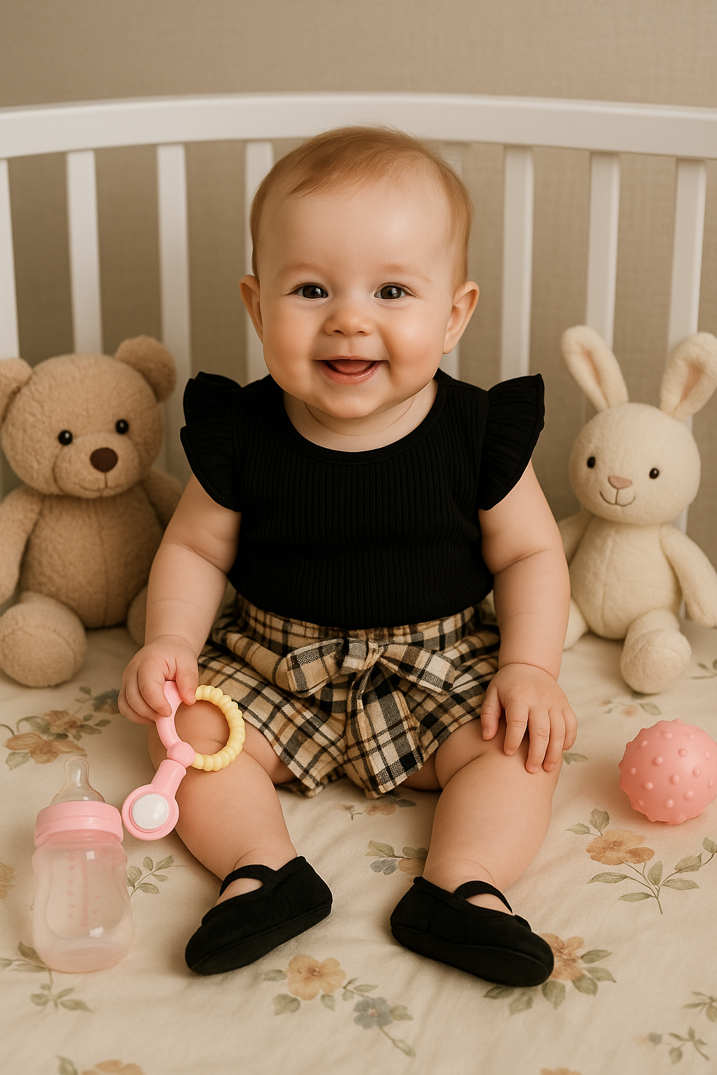 Black and beige short and T-shirt set