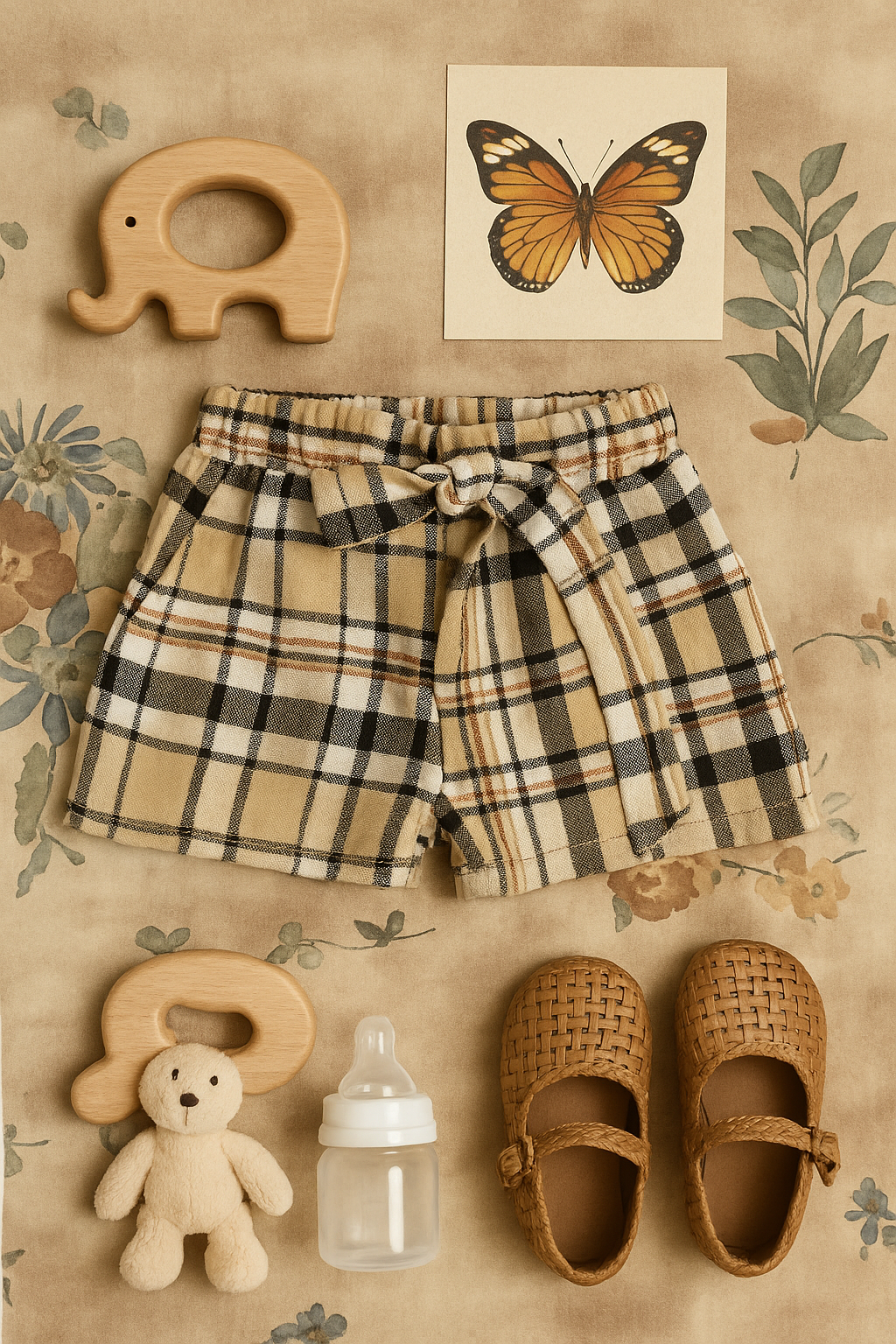 Black and beige short and T-shirt set