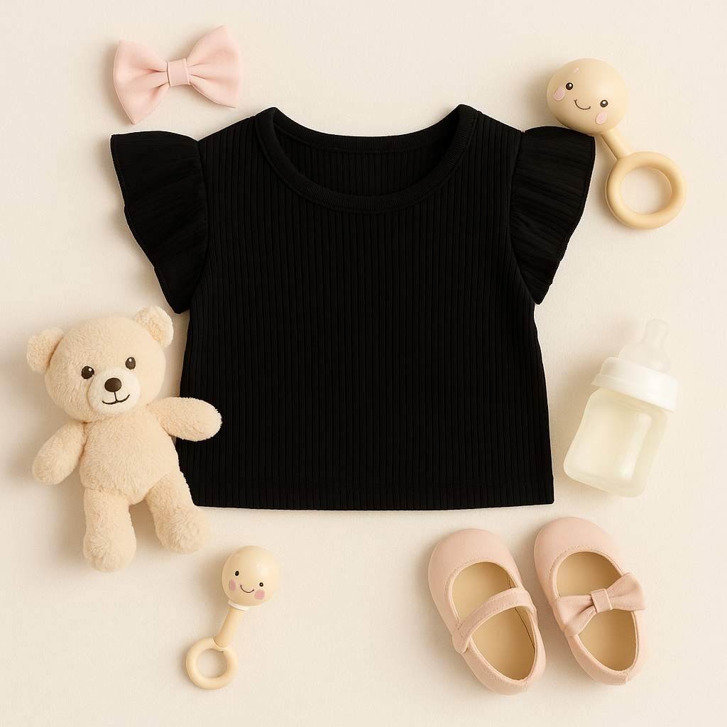 Black and beige short and T-shirt set