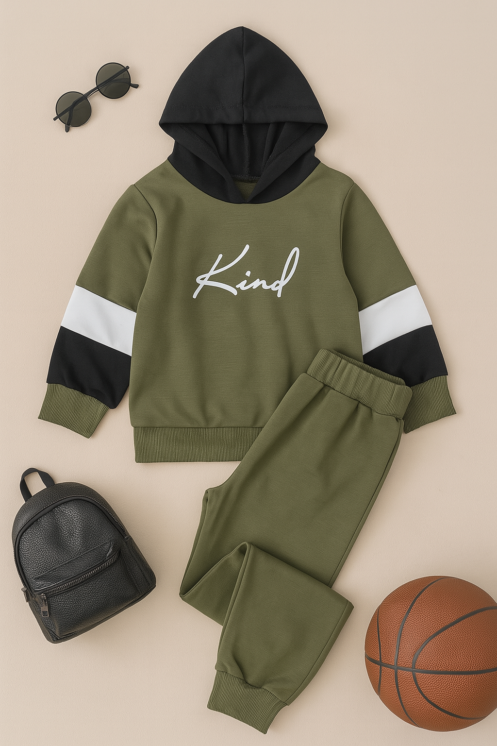 Green & Black hoodie set