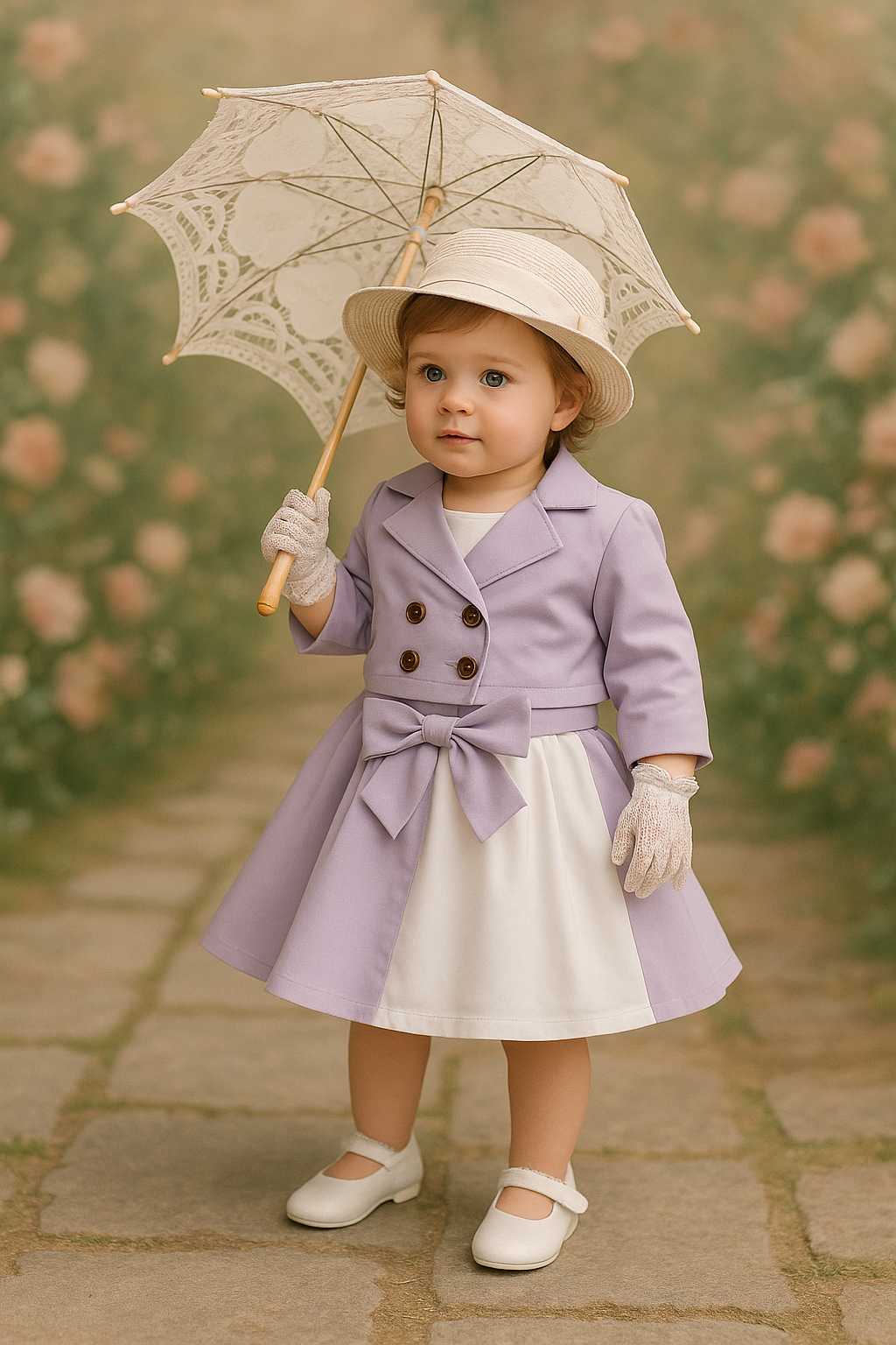 Lilac and White Dress
