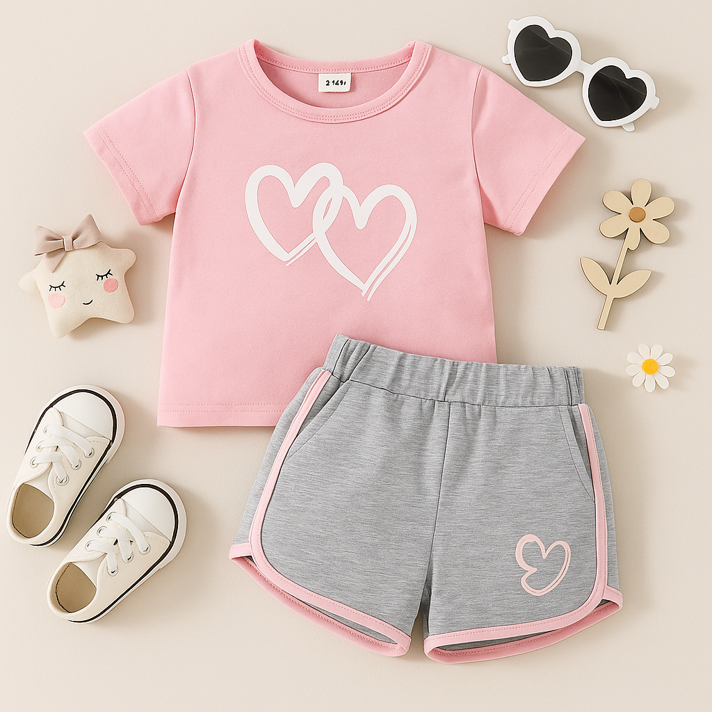 Pink Heart Short set