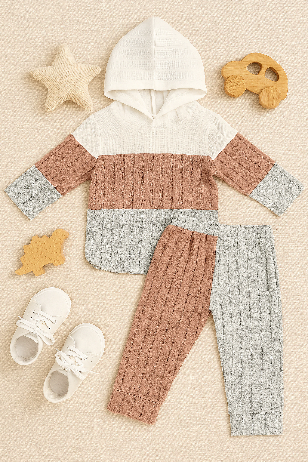 Tri-color hoodie set