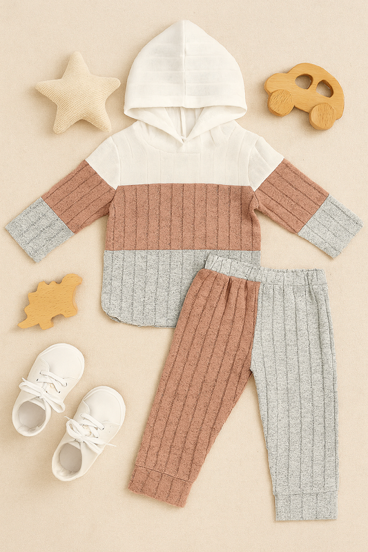 Tri-color hoodie set