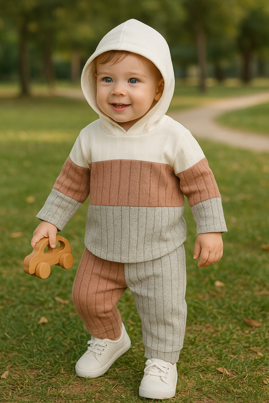 Tri-color hoodie set