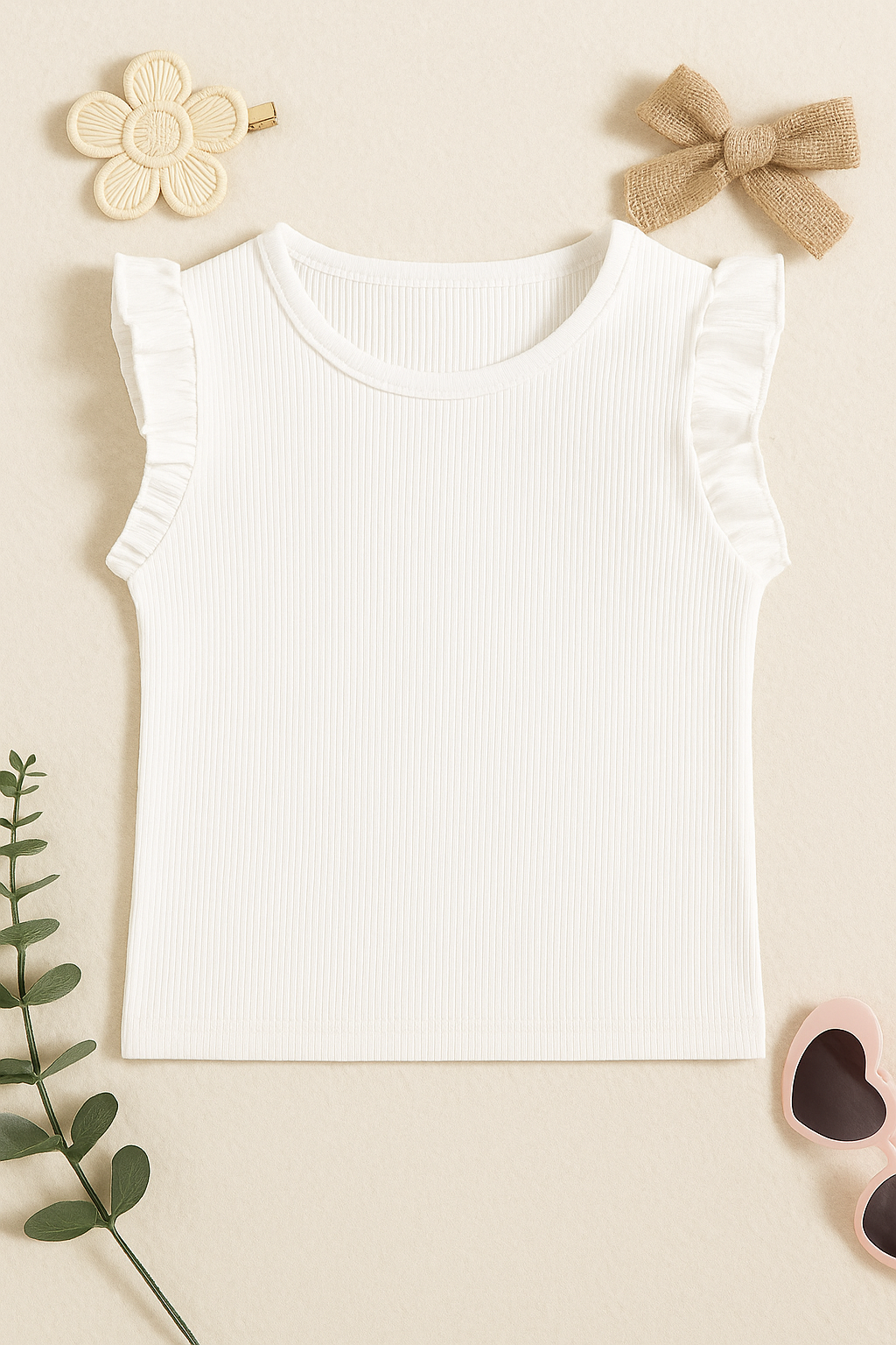 White and Green Shorts Set